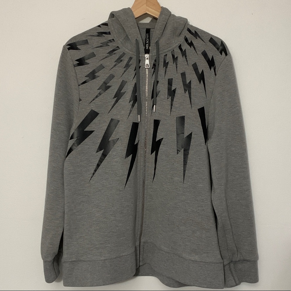 Neil Barrett Fair Isle Thunderbolt Zip Hoodie
